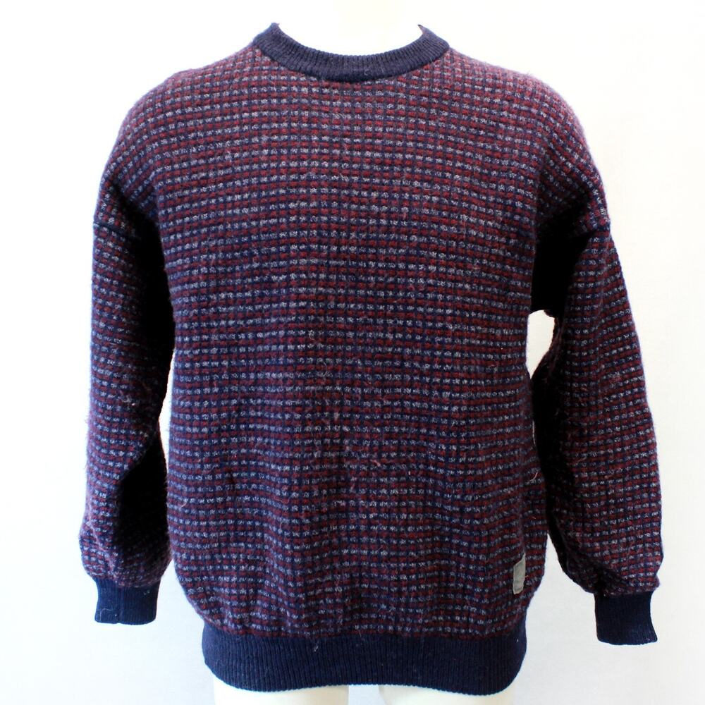 Vintage Denbigh 100% Pure Wool Birds Eye Pullover Sweater Large Made in England